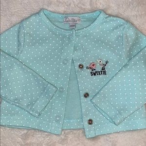 Quiltex 3-6m Mint green/blue Cardigan